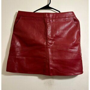 Red Faux Leather Mini Skirt
